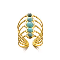 Retro Devil's Eye Heart Shape 304 Stainless Steel Plating Turquoise Women's Open Rings sku image 9