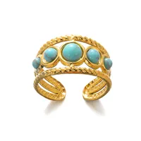 Retro Devil's Eye Heart Shape 304 Stainless Steel Plating Turquoise Women's Open Rings sku image 10