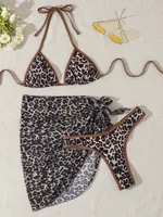 Women's Elegant Sexy Leopard 3 Pieces Set Swimwear sku image 2