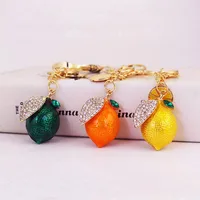 1 Piece Pastoral Lemon Alloy Inlay Rhinestones Unisex Keychain main image 1