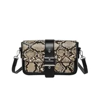 Women's Pu Leather Snakeskin Streetwear Square Buckle Shoulder Bag sku image 2