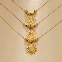 Elegant Pastoral Sun Flower 304 Stainless Steel Plating Hollow Out Inlay Zircon 14K Gold Plated Women's Pendant Necklace main image 3