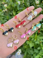 1 Pair/Package Casual Modern Style Sweet Heart Shape Polishing Enamel Copper 18K Gold Plated Drop Earrings main image 2