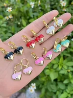 1 Pair/Package Casual Modern Style Sweet Heart Shape Polishing Enamel Copper 18K Gold Plated Drop Earrings main image 1