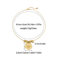 Elegant Pastoral Sun Flower 304 Stainless Steel Plating Hollow Out Inlay Zircon 14K Gold Plated Women's Pendant Necklace sku image 3
