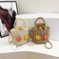Women's Straw Flower Vacation Square String Straw Bag main image 1