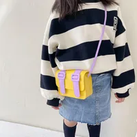 Kid'S Pu Leather Color Block Cute Square Magnetic Buckle Shoulder Bag main image 3