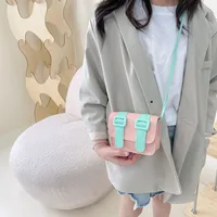 Kid'S Pu Leather Color Block Cute Square Magnetic Buckle Shoulder Bag main image 4