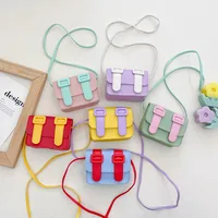 Kid'S Pu Leather Color Block Cute Square Magnetic Buckle Shoulder Bag main image 1