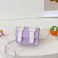 Kid'S Pu Leather Color Block Cute Square Magnetic Buckle Shoulder Bag sku image 2