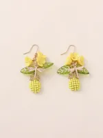 1 Pair Fairy Style Elegant Flower Pineapple Dragonfly Alloy Resin Drop Earrings main image 5