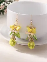 1 Pair Fairy Style Elegant Flower Pineapple Dragonfly Alloy Resin Drop Earrings main image 6