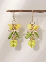 1 Pair Fairy Style Elegant Flower Pineapple Dragonfly Alloy Resin Drop Earrings main image 1