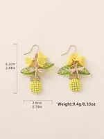 1 Pair Fairy Style Elegant Flower Pineapple Dragonfly Alloy Resin Drop Earrings main image 2