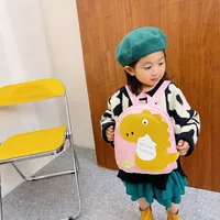 Kid'S Nylon Cartoon Dinosaur Cute Oval Zipper Functional Backpack main image 3