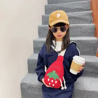 Kid'S Canvas Strawberry Cute Oval Zipper Fanny Pack main image 2