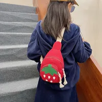 Kid'S Canvas Strawberry Cute Oval Zipper Fanny Pack main image 4