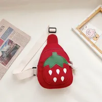 Kid'S Canvas Strawberry Cute Oval Zipper Fanny Pack sku image 2