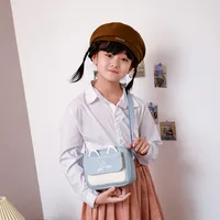 Kid'S Pu Leather Color Block Bear Cute Square Zipper Shoulder Bag Crossbody Bag main image 3