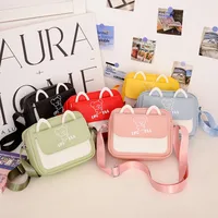 Kid'S Pu Leather Color Block Bear Cute Square Zipper Shoulder Bag Crossbody Bag main image 1