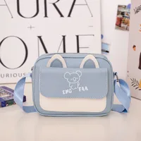 Kid'S Pu Leather Color Block Bear Cute Square Zipper Shoulder Bag Crossbody Bag sku image 4