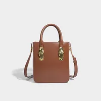 Women's Pu Leather Solid Color Classic Style Lock Square Zipper Shoulder Bag sku image 1