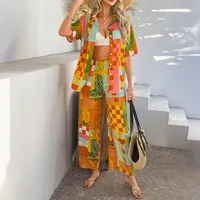 Holiday Travel Daily Women's Casual Simple Style Streetwear Printing Woven Cotton Pant Co-ord Set Shorts Sets main image 2