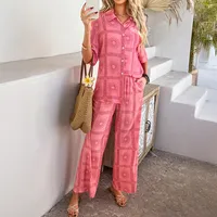 Holiday Travel Daily Women's Casual Simple Style Streetwear Printing Woven Cotton Pant Co-ord Set Shorts Sets sku image 2