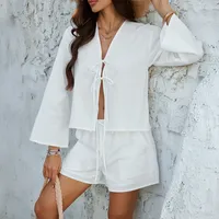 Holiday Selfie Women's Casual Simple Style Streetwear Solid Color Woven Polyester Shorts Co-ord Set Shorts Sets main image 4