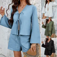 Holiday Selfie Women's Casual Simple Style Streetwear Solid Color Woven Polyester Shorts Co-ord Set Shorts Sets main image 1