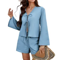 Holiday Selfie Women's Casual Simple Style Streetwear Solid Color Woven Polyester Shorts Co-ord Set Shorts Sets main image 3