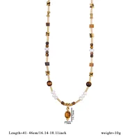 Vacation Classic Style Round Natural Stone Titanium Steel Plating Women's Necklace sku image 2