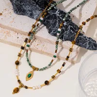 Vacation Classic Style Round Natural Stone Titanium Steel Plating Women's Necklace main image 3