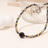 Vacation Classic Style Round Natural Stone Agate Titanium Steel Women's Necklace main image 4
