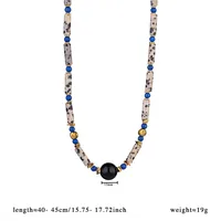 Vacation Classic Style Round Natural Stone Agate Titanium Steel Women's Necklace sku image 1