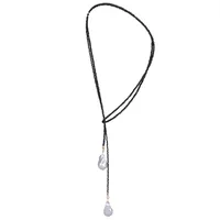 Vacation Classic Style Water Droplets Mother Pearl Shellfish Black Pointed Crystal Plating Women's Pendant Necklace main image 3