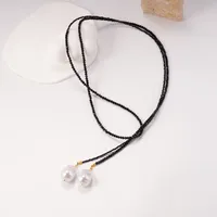 Vacation Classic Style Water Droplets Mother Pearl Shellfish Black Pointed Crystal Plating Women's Pendant Necklace main image 5