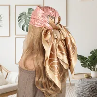 Women's Casual Shiny Letter Satin Printing And Dyeing Printing Bandanas sku image 5
