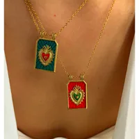 Retro Simple Style Red Heart Eye 316L Stainless Steel  Enamel 18K Gold Plated Women's Pendant Necklace main image 6