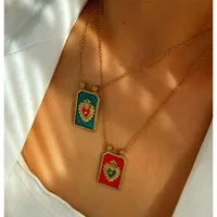 Retro Simple Style Red Heart Eye 316L Stainless Steel  Enamel 18K Gold Plated Women's Pendant Necklace main image 7