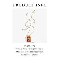 Retro Simple Style Red Heart Eye 316L Stainless Steel  Enamel 18K Gold Plated Women's Pendant Necklace main image 8