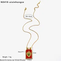 Retro Simple Style Red Heart Eye 316L Stainless Steel  Enamel 18K Gold Plated Women's Pendant Necklace sku image 6