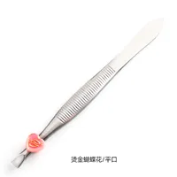Factory Wholesale Stainless Steel Eyebrow Clip Flat Oblique Eyelash Beard Tweezers Eyebrow Clip Beauty Beauty Makeup Tools sku image 2