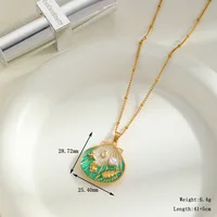 Cute Marine Style Artistic Shell 304 Stainless Steel Enamel Plating Inlay Imitation Pearl 18K Gold Plated Women's Earrings Necklace sku image 2