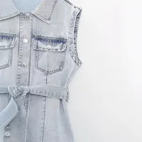 Women's Denim Dress Vintage Style Bohemian Square Neck Long Sleeve Solid Color Above Knee Holiday Daily Selfie main image 4