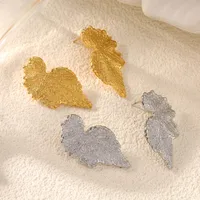 1 Pair Simple Style Classic Style Leaf Solid Color Plating 304 Stainless Steel 18K Gold Plated Ear Studs main image 1