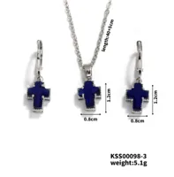 Casual Elegant Cross Copper Inlay Zircon Rhodium Plated Women's Earrings Necklace Jewelry Set main image 2