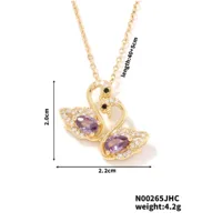 Elegant Lady Swan 304 Stainless Steel Copper Plating Inlay Zircon Rhodium Plated Women's Pendant Necklace main image 2
