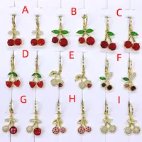 1 Pair/Package IG Style Modern Style Cherry Polishing Inlay Copper Zircon 18K Gold Plated Drop Earrings main image 2