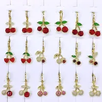 1 Pair/Package IG Style Modern Style Cherry Polishing Inlay Copper Zircon 18K Gold Plated Drop Earrings main image 1